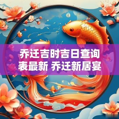 乔迁吉时吉日查询表最新 乔迁新居宴客吉日吉时表