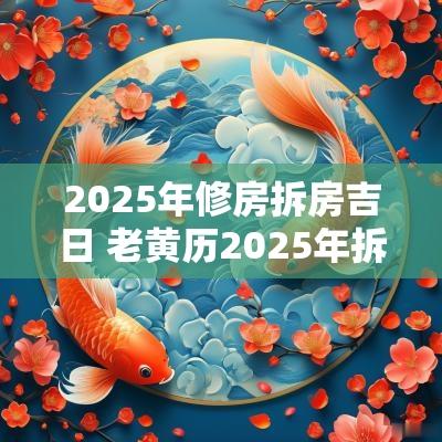 2025年修房拆房吉日 老黄历2025年拆房吉日