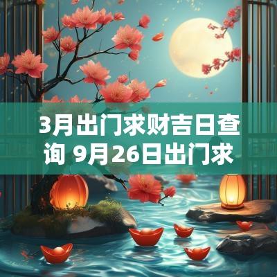 3月出门求财吉日查询 9月26日出门求财吉日查询