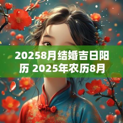 20258月结婚吉日阳历 2025年农历8月结婚吉日