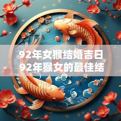 92年女猴结婚吉日 92年猴女的最佳结婚时间