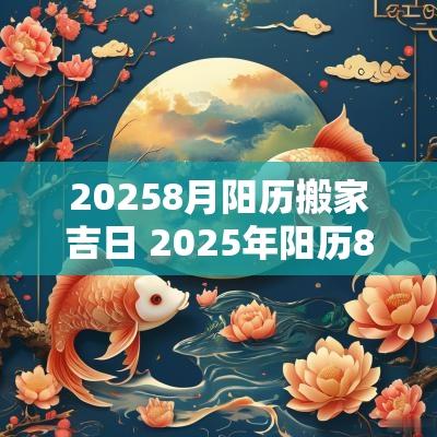 20258月阳历搬家吉日 2025年阳历8月搬家吉日