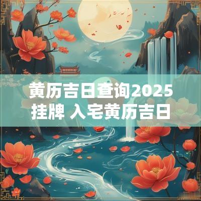 黄历吉日查询2025挂牌 入宅黄历吉日查询2025