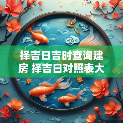 择吉日吉时查询建房 择吉日对照表大全