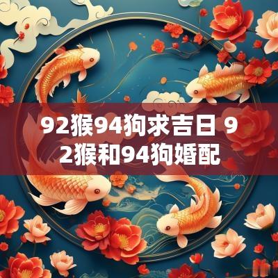92猴94狗求吉日 92猴和94狗婚配