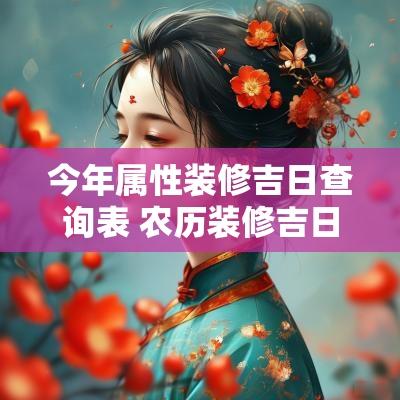 今年属性装修吉日查询表 农历装修吉日查询大全