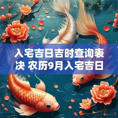 入宅吉日吉时查询表决 农历9月入宅吉日吉时