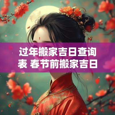 过年搬家吉日查询表 春节前搬家吉日查询大全