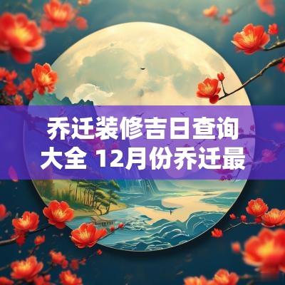 乔迁装修吉日查询大全 12月份乔迁最好吉日