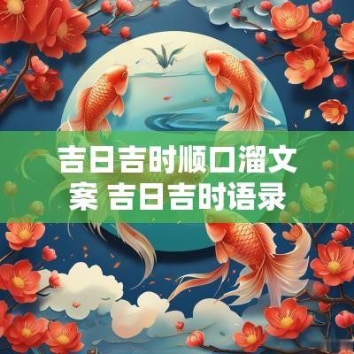 吉日吉时顺口溜文案 吉日吉时语录