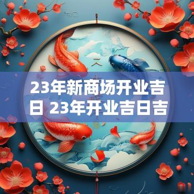 23年新商场开业吉日 23年开业吉日吉时