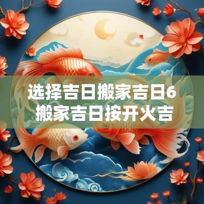 选择吉日搬家吉日6 搬家吉日按开火吉日吗 选择吉日搬家吉日6 搬家吉日按开火吉日吗