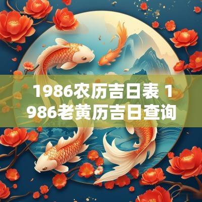 1986农历吉日表 1986老黄历吉日查询表
