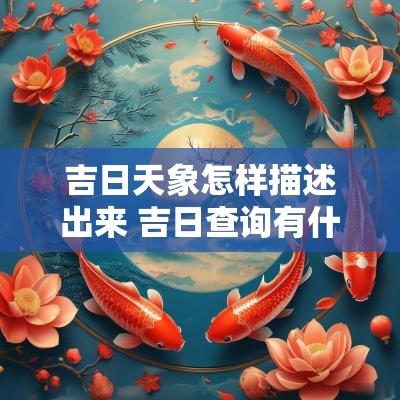 吉日天象怎样描述出来 吉日查询有什么规律