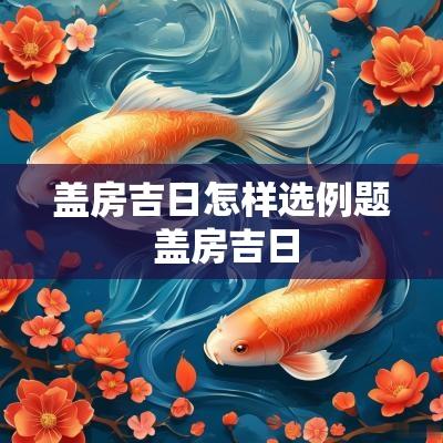 盖房吉日怎样选例题 盖房吉日