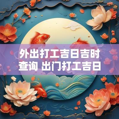 外出打工吉日吉时查询 出门打工吉日一览表