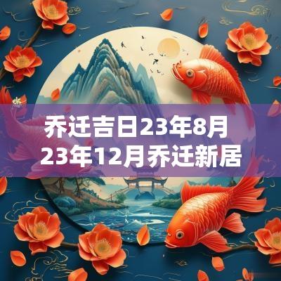 乔迁吉日23年8月 23年12月乔迁新居吉日