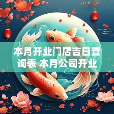 本月开业门店吉日查询表 本月公司开业吉日