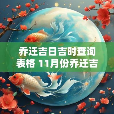 乔迁吉日吉时查询表格 11月份乔迁吉日吉时