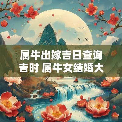 属牛出嫁吉日查询吉时 属牛女结婚大利月吉日