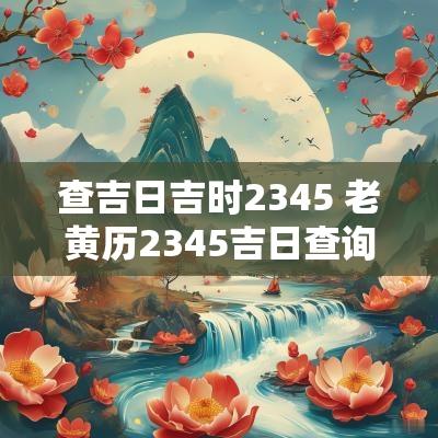 查吉日吉时2345 老黄历2345吉日查询