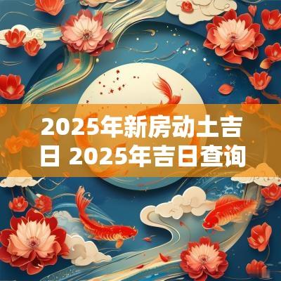 2025年新房动土吉日 2025年吉日查询动土