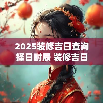 2025装修吉日查询择日时辰 装修吉日查询2025年6月开工