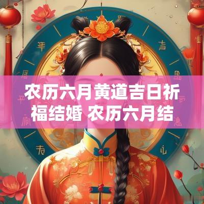 农历六月黄道吉日祈福结婚 农历六月结婚吉日