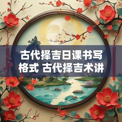 古代择吉日课书写格式 古代择吉术讲解