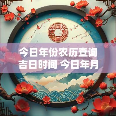 今日年份农历查询吉日时间 今日年月日时辰查询表