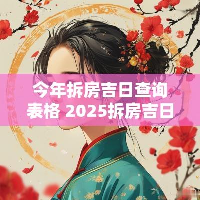 今年拆房吉日查询表格 2025拆房吉日查询表