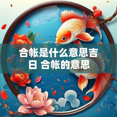 合帐是什么意思吉日 合帐的意思