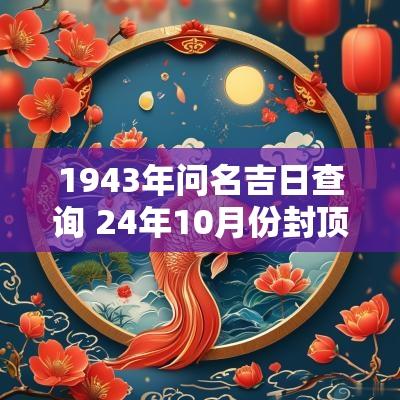 1943年问名吉日查询 24年10月份封顶吉日查询