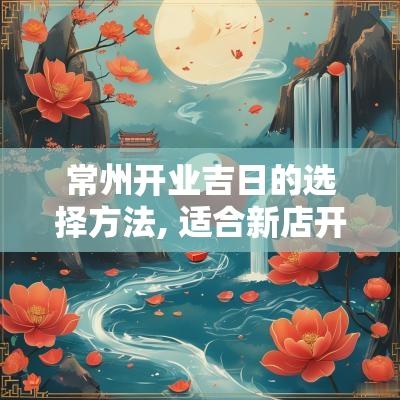 常州开业吉日的选择方法, 适合新店开张的良辰吉日