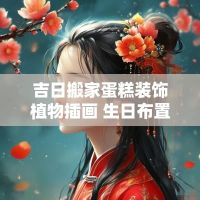 吉日搬家蛋糕装饰植物插画 生日布置场景插画