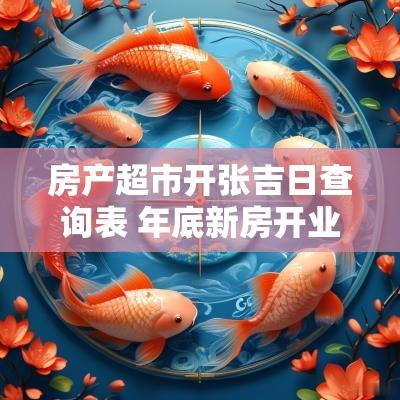 房产超市开张吉日查询表 年底新房开业吉日查询大全