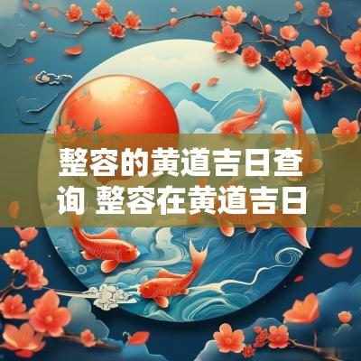 整容的黄道吉日查询 整容在黄道吉日里属于什么