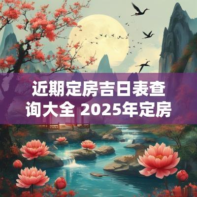 近期定房吉日表查询大全 2025年定房吉日
