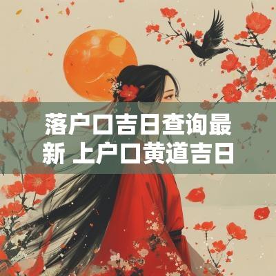 落户口吉日查询最新 上户口黄道吉日