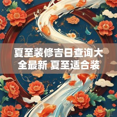 夏至装修吉日查询大全最新 夏至适合装修开工吗