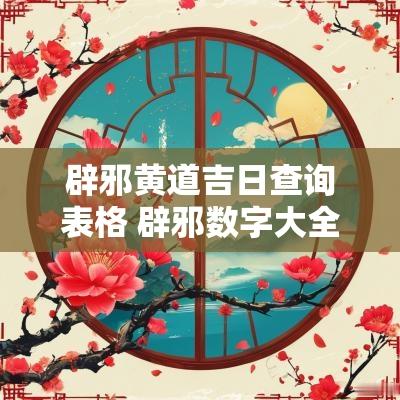 辟邪黄道吉日查询表格 辟邪数字大全