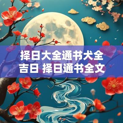 择日大全通书犬全吉日 择日通书全文阅读