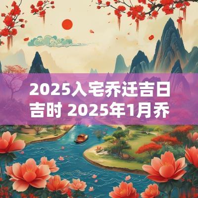 2025入宅乔迁吉日吉时 2025年1月乔迁入宅吉日一览表