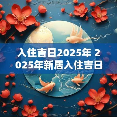 入住吉日2025年 2025年新居入住吉日
