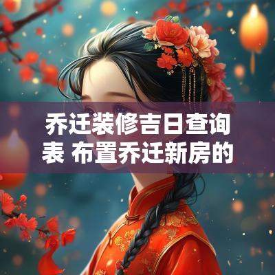 乔迁装修吉日查询表 布置乔迁新房的吉日