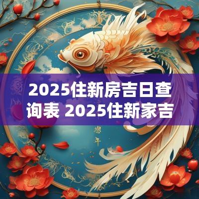 2025住新房吉日查询表 2025住新家吉日查询