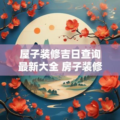 屋子装修吉日查询最新大全 房子装修动工吉日查询