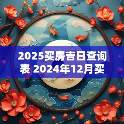 2025买房吉日查询表 2025年12月买房吉日查询
