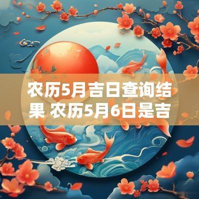 农历5月吉日查询结果 农历5月6日是吉日吗