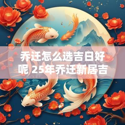 乔迁怎么选吉日好呢 25年乔迁新居吉日